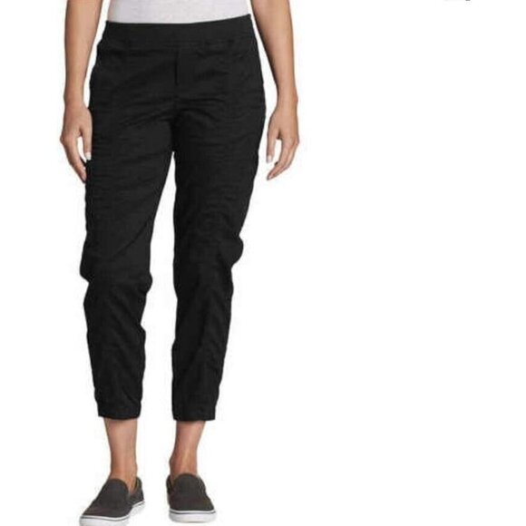 Eddie Bauer Women's Laid Back Twill Jogger Pant Black Sz 14 Pull On Mid Rise NWT - Picture 1 of 16